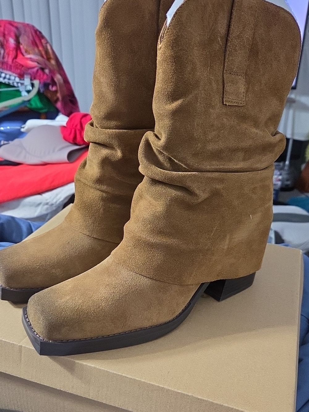 Steve Madden PIA Chestnut Suede Slouch Boots